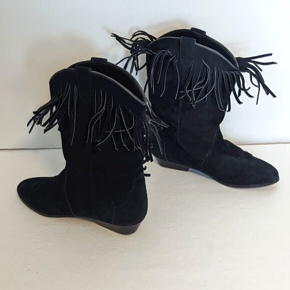 Vintage Western Suede Boots Stagecoach Desert Inspired Fringe Southwest Boho - Picture 2 of 9